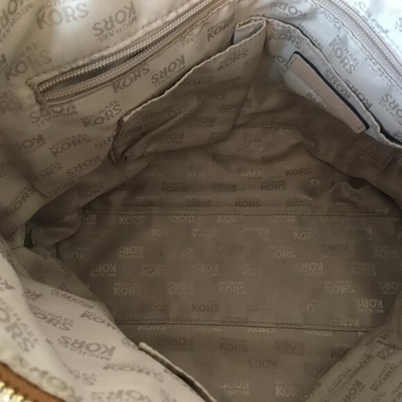 Michael Kors Jet Set Tote Bag Brown with Gold-tone MK Logo Charm Zip Closure - Picture 8 of 8